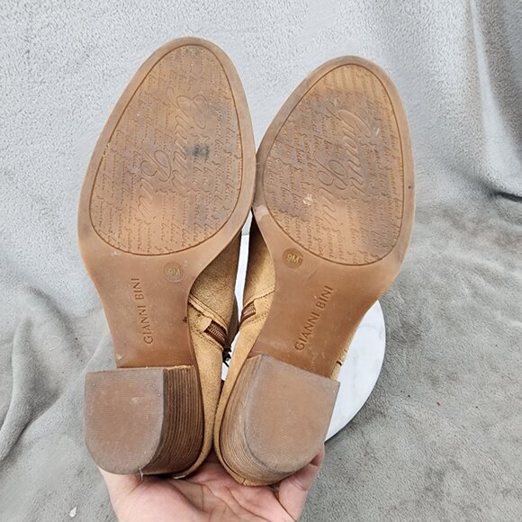 Gianni Bini Shoes Womens Size 9 Brown Suede Chunky Heel Side Zip Ankle Booties * - Picture 7 of 13